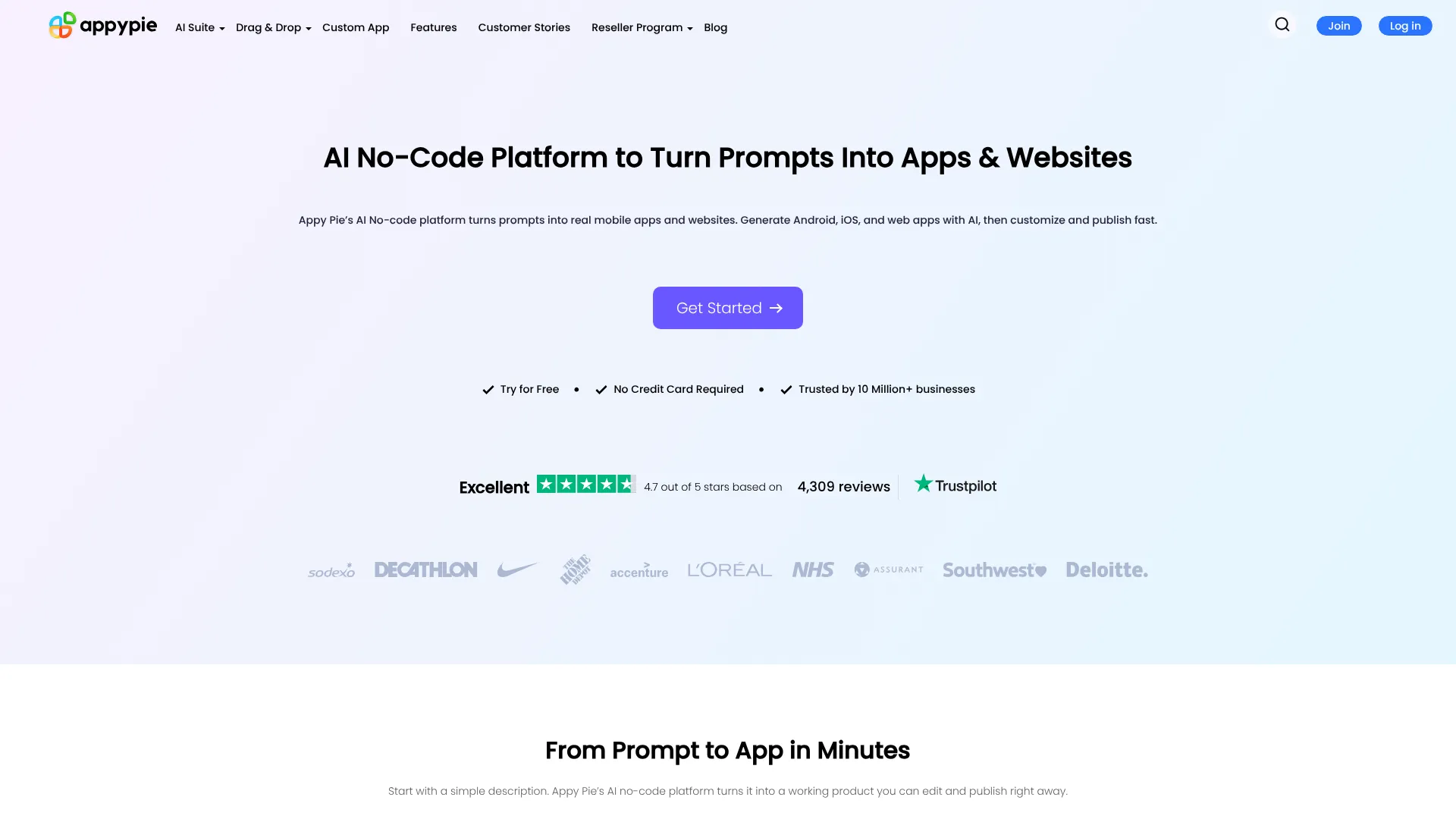 Appy Pie AI Website Builder | i10X