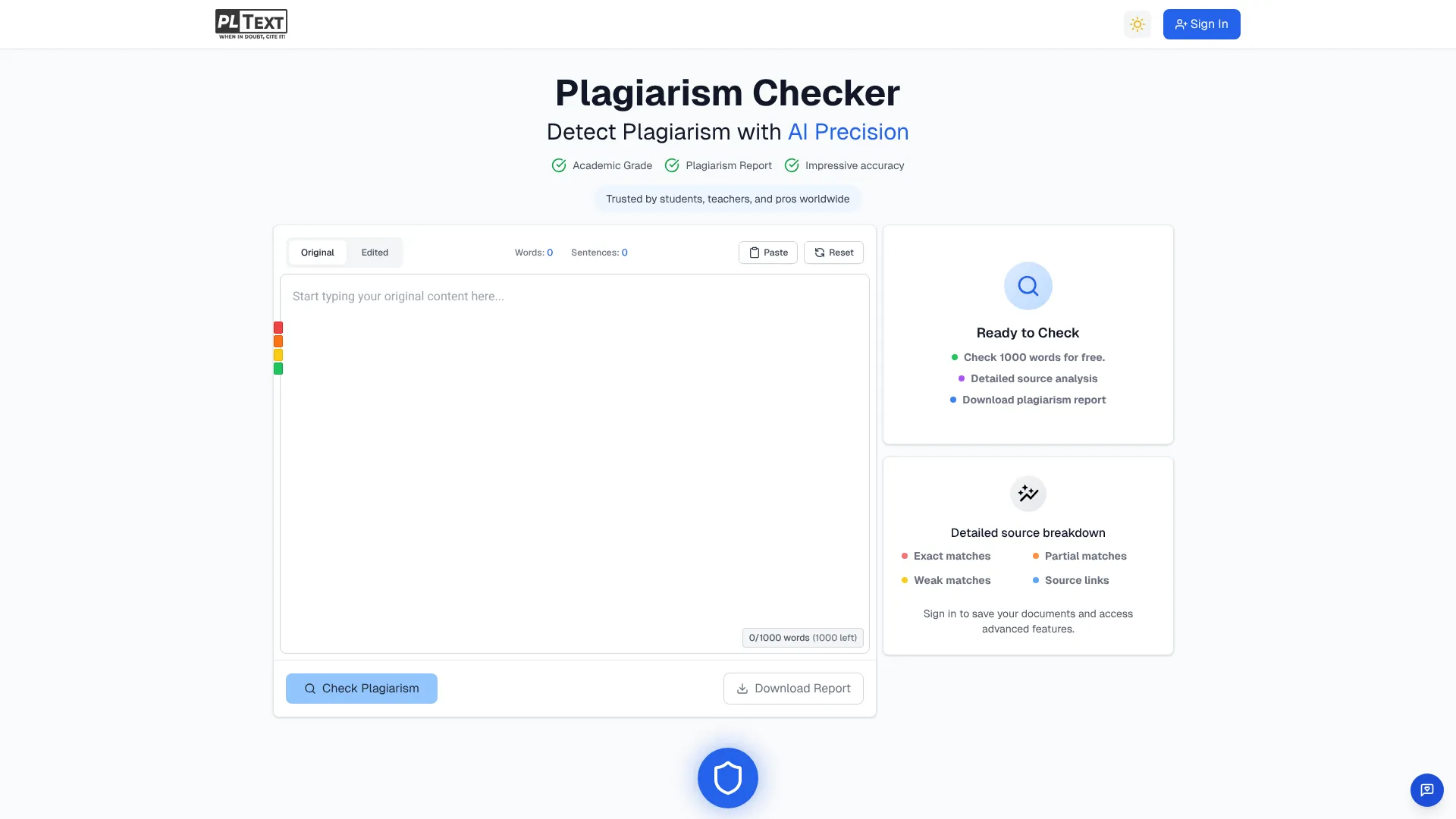 PLText — Plagiarism Checker | i10X