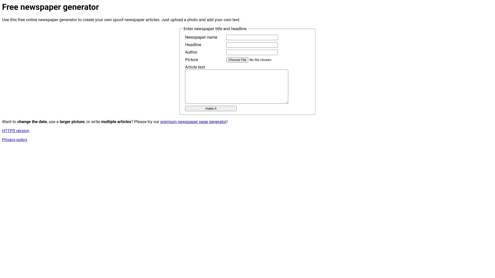 Free Newspaper Generator | i10X