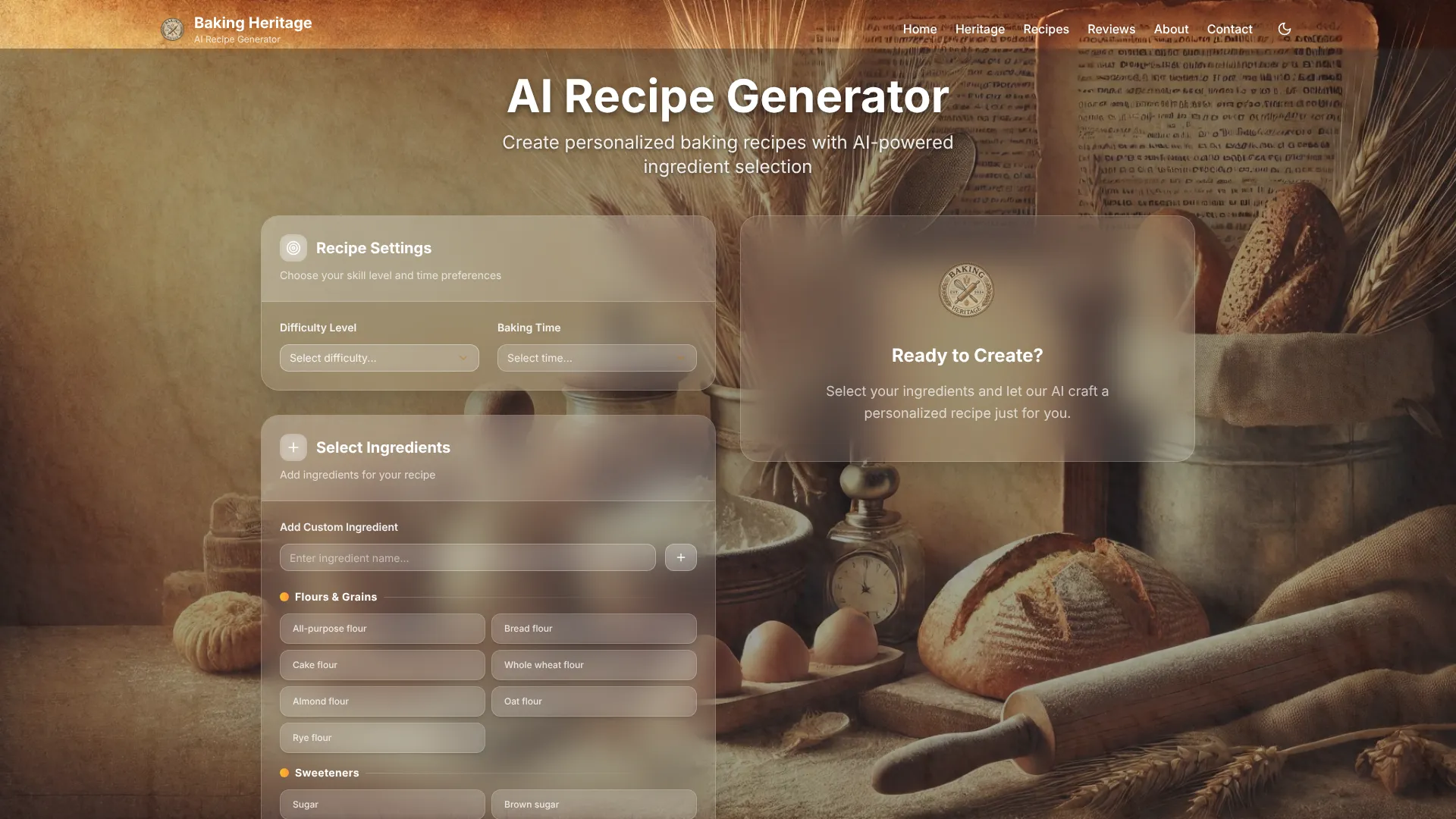 AI Recipe Generator — Baking Heritage | i10X