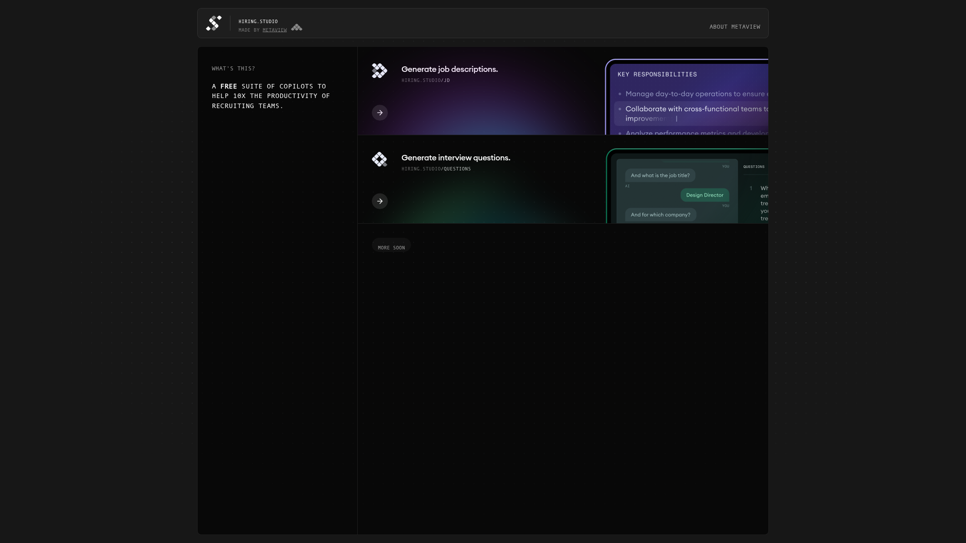 Hiring Studio by Metaview | i10X
