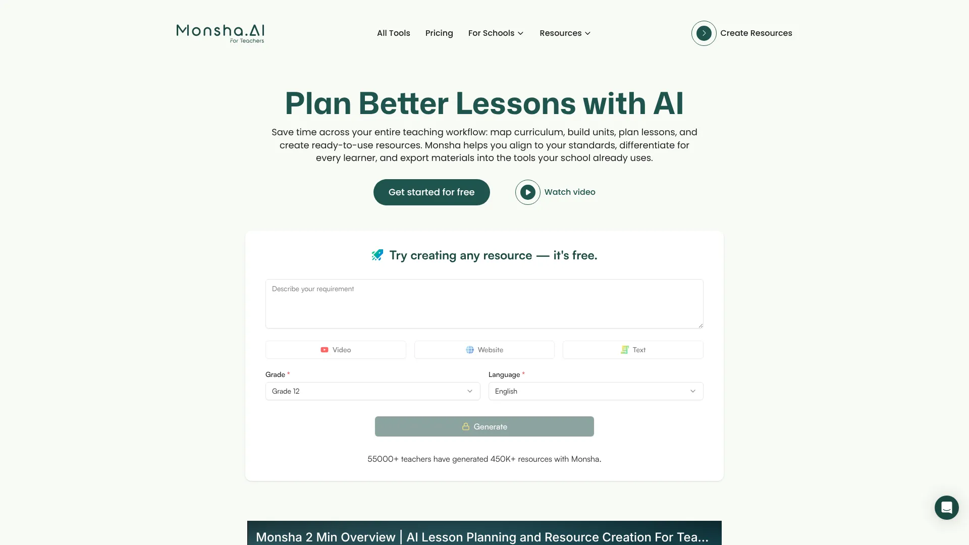 Monsha Lesson Plan Generator | i10X